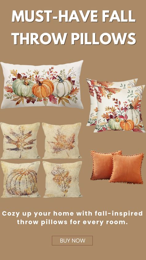 DFXSZ 18x18 Fall Pillow Covers (Set of 2): Add seasonal charm to your home with orange and white pumpkin and fallen leaves designs,

DFXSZ 12x20 Lumbar Pillow Cover: Featuring orange, white, and green pumpkins with maple leaves, this lumbar pillow adds a cozy, 
Fancy Homi Corduroy Pillow Covers: A set of 18x18-inch orange corduroy pillow covers with playful pom-poms

Rustic Pumpkin Pillow Covers (Set of 4): Farmhouse-style linen pillow covers with fall-inspired pumpkin and maple leaf designs Corduroy Pillow, Green Pumpkins, Pumpkin Pillow, Fall Pillow, Fall Throw Pillows, Fall Pillow Cover, Rustic Pumpkin, Leaf Designs, Pumpkin Pillows