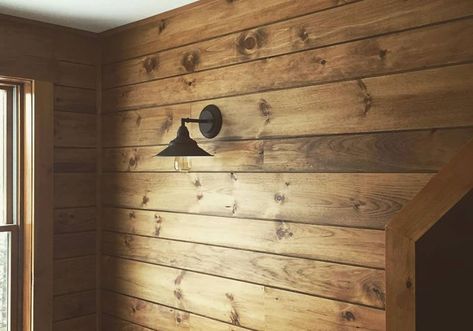 Ship-Lap Pine Paneling Pine Tongue And Groove Walls, Wood Paneling Walls, Stained Knotty Pine, Paneling Walls, Stained Shiplap, Pine Paneling, Knotty Pine Paneling, Knotty Pine Walls, Shiplap Paneling