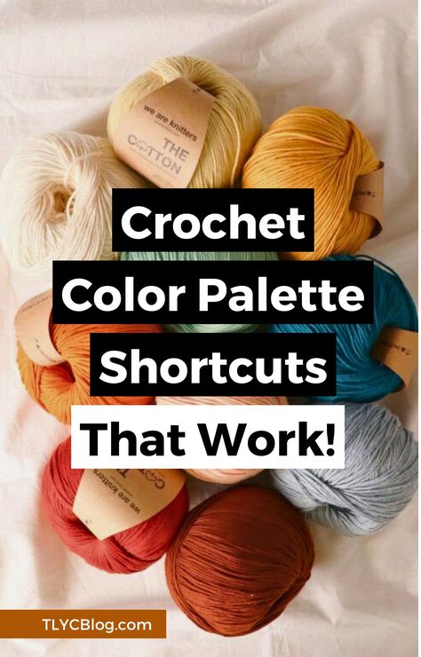 Unlock vibrant crochet projects with easy color palette hacks. Level up your yarn game today with 6 color palette tips for foolproof projects Crochet Color Wheel, Yarn Pallet Color Combinations, Crochet Colour Palettes, Yarn Color Schemes, Crochet Color Palette, Crochet Color Combinations, Yarn Palette, Crochet Tricks, 6 Color Palette