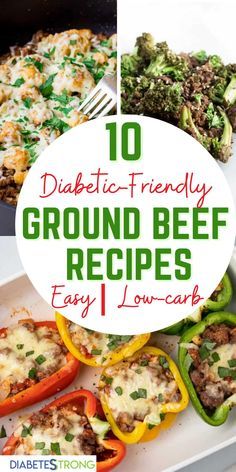 Easy & healthy ground beef recipes for dinner - Looking for an easy healthy lunch or dinner idea? Try one of these fun, creative, low carb ground beef dishes to spice up your weekly menu! From stuffed bell peppers, soups to casseroles and salads to meatballs, there's something for everyone. #groundbeef #beefrecipes #lowcarbrecipes #healthydinnerideas #healthylunchrecipes #diabeticrecipes #diabeticdiet #diabetesstrong Delicious Meals For Diabetics, Ground Beef Recipes For Diabetics Low Carb, Hamburger Meat Recipes For Diabetics, Meal Prep Ideas For Diabetics, Recipes For Diabetics Type 2 Easy, Groundbeef Easy Recipes Low Carb, Easy Meals For Diabetics Dinners, Healthy Lunch For Diabetics, Pre Diebities Diet Dinner