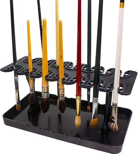 CUGEBANNA Plastic Artist Multi Hole Paint Brush Drying Rack(Black)- Holds 14 Brushes Upright, Paint Brush Holder : Amazon.ca: Home Brush Drying Rack, Brush Dryer, Paint Brush Holder, Dryer Rack, Brush Rest, Black Hold, Paint Brush Holders, Water Storage Tanks, Plastic Organizer