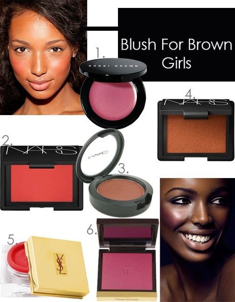 Blush for Brown Skin - The Co ReportThe Co Report Blush For Dark Skin, Makeup Ideas For Black Women, Elf Make Up, New Makeup Ideas, Mac Lipsticks, Colors For Dark Skin, Women Lipstick, Makeup To Buy, Trendy Makeup