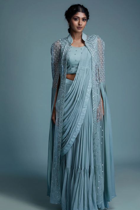 Fancy saree, Party wear saree, online fancy saree, designer sarees, latest designer sarees, Saree, sarees, sarees online, online saree shopping, Saree, sarees, sarees online, online saree shopping, Fancy Designer saree, Designer Saree Online, ready blouse saree, designer embroidery saree, ready to wear saree, drape saree Saree Pastel, New Saree Collection, Cinderella Fashion, Gown Saree, Indian Dress Up, Cutdana Work, Ikat Blouse, Pastel Blue Color, Dress Saree