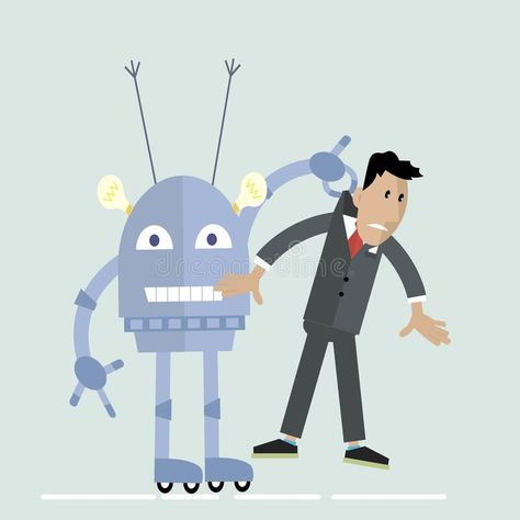 Robot vs man concept. Robot vs. human employee. Automation concept. Vector flat #Sponsored , #AD, #affiliate, #man, #human, #Vector, #concept Human Vector, Man Vs, Flat Illustration, Fashion Illustration, Stock Vector, Vector Illustration, Technology, Illustrations, Human