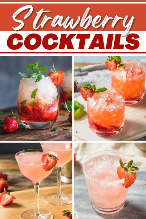 These fresh strawberry cocktails are the perfect way to wind down! From a gin smash to mojitos to bellinis, strawberries bring a sweet burst of flavor to these drinks. Strawberry Soda Cocktail, Gin And Strawberry Cocktail, Strawberry Schnapps Drinks, Strawberry Cocktail Vodka, Fresh Strawberry Cocktail, Easy Strawberry Cocktails, Vodka Strawberry Cocktail, Strawberry Cocktails Recipes, Fresh Strawberry Cocktail Recipes