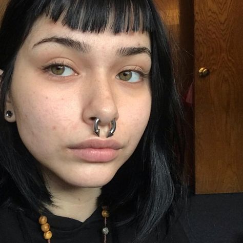 6 Gauge Septum, 8 Gauge Septum, Alt Septum Piercing, Gauged Septum Piercing, Stretched Septum Aesthetic, Septum Piercing Stretched, Stretched Septum 10g, 2g Septum, Big Septum Piercing