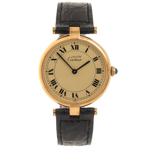 Cartier Vermeil Must De Cartier Quartz Wristwatch Chic Watches, Watches Women Simple, Cartier Vintage, Cartier Gold, Diesel Watch, Trendy Watches, Fancy Watches, Cartier Panthere, Men's Vintage Watch