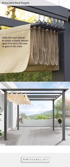 Pergola Retractable, Pergola Diy, Retractable Roof, Covered Pergola, Diy Pergola, Outdoor Rooms, Outdoor Projects, Outdoor Design, Covered Patio