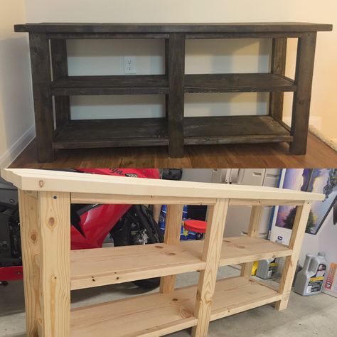 Homemade Tv Stand, Tv Console Diy, Simple Tv Stand, Tv Stand Plans, Small Tv Stand, Rustic Console, Wood Entertainment Center, Diy Entertainment, Rustic Tv Stand