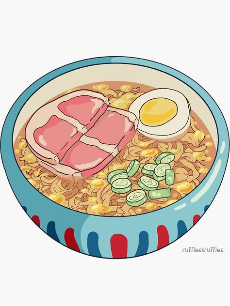 Ponyo Ramen, Ramen Sticker, Japan Painting, Food Illustration Art, Ghibli Artwork, Cute Food Drawings, Studio Ghibli Art, Ghibli Art, Cute Doodle Art