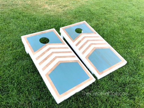 DIY Cornhole Boards- free building plans - The Creative Mom Cornhole Board Plans, Make Cornhole Boards, Diy Cornhole, Regulation Cornhole Boards, Diy Cornhole Boards, Cornhole Boards Designs, Corn Hole Boards, Corn Hole Diy, Cornhole Designs