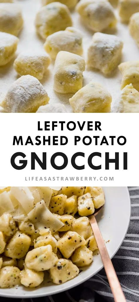 Mashed Potatoes Gnocchi, Ultimate Mashed Potatoes Recipe, Mashed Potato Gnocchi, Vegetarian Gnocchi, Gnocchi Recipes Homemade, Pinterest Food, Leftover Potatoes, Gnocchi Recipe, Homemade Gnocchi