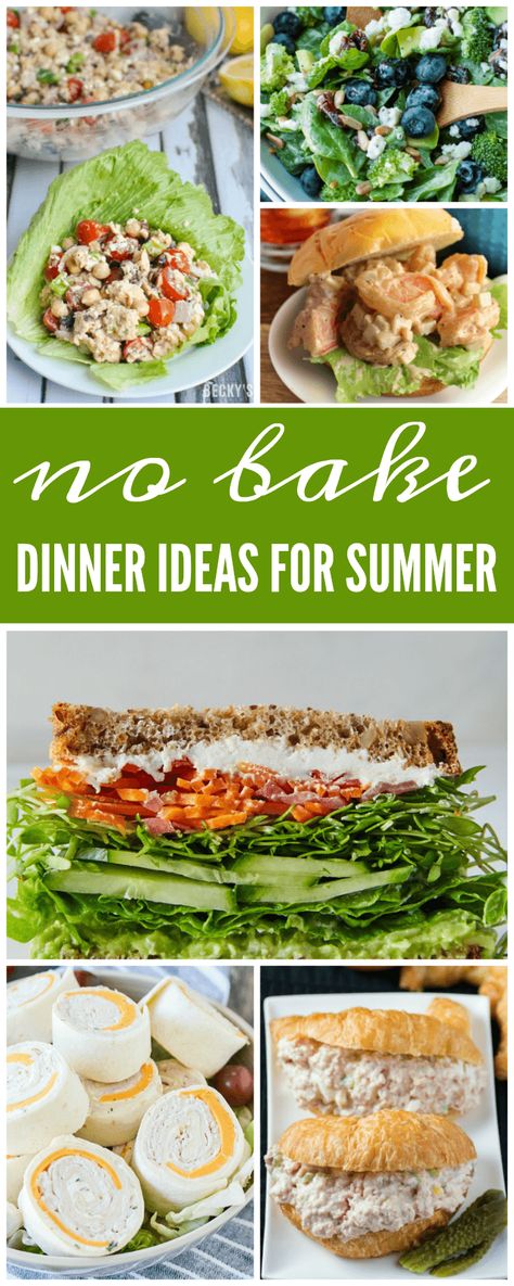 No Bake Dinner Ideas for Summer perfect backyard barbecue recipes you can make without an oven. All of these Easy No Cook Dinner Recipes require zero cooking. No Bake Dinner Ideas, Bake Dinner Ideas, No Bake Dinner, Dinner Ideas For Summer, No Cook Dinner, Bake Dinner, Dinner Summer, Easy Summer Dinners, Cook Dinner