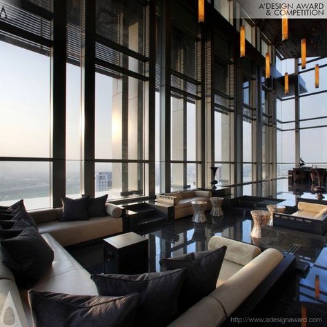 Pomo Lounge Sky Bar by Ccplan Design Co., Ltd is Silver A' Design Award Winner in Interior Space and Exhibition Design Category, 2013 - 2014. Sky Lounge Design Rooftop Bar, Sky Bar Design, Penthouse Decor, Black Restaurant, Sky Lounge, Lounge Interiors, Lobby Lounge, Hotel Lounge, Sky Bar