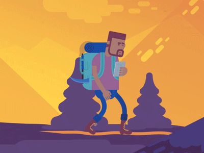 Keelr_3 Hiking Animation, Walk Cycle, Hiking Gif, Motion Art, Ui Animation, Animation Gif, Mountain Illustration, Style Character, Explainer Video