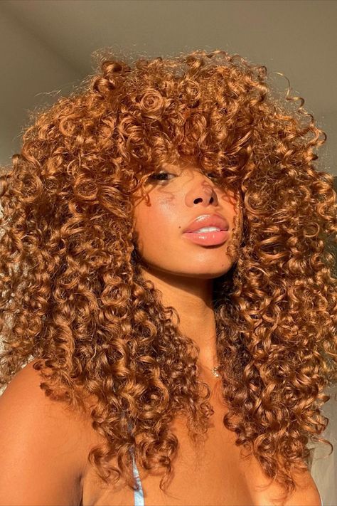 The top trending color for Spring 2024! We're loving this coppery caramel look from @aureefabienne! Hair Color Ideas Natural Curly Hair, Colorful Hair Ideas For Black Women, Hair Color Ideas Morena Skin, Hair Colors For Light Skin Tones Black Women, Best Hair Color For Black Women, Red Hair With Highlights Black Women, Honey Hair Black Women, Black Woman Hair Color Ideas, Dyed Black Curly Hair