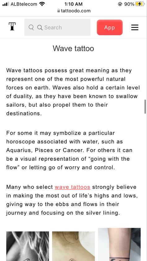 Wave Meaning Tattoo, Ocean Meaning Tattoo, Waves Tattoo Meaning, Small Tattoos Wave, Wave Meaning, Waves Meaning, Hidden Meaning Tattoos, Fine Line Ocean Tattoo, Wave Tattoo Meaning