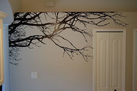 Tree Branches Wall Decal for the bedroom. Tree Murals On Wall, Bedroom Wall Painting Ideas Creativity, Tree Design On Wall, Tree Murals, Tree Decal, Wall Appliques, Tree Branch Wall, Tree Mural, Mural Ideas