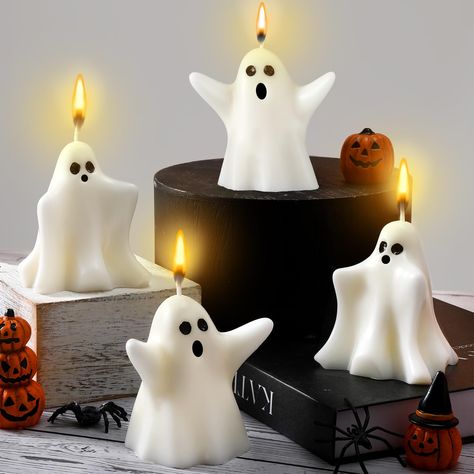 PRICES MAY VARY. Ghost Candle Set: we will provide you with a total of 4 pieces ghost candles, designed in 2 different styles, sufficient quantity and variety of styles can easily meet your holiday needs and add a festive atmosphere to your Halloween Elaborate Design: our ghost shape candles are carefully designed in ghost shape, realistic 3D pattern, 2 kinds of ghost candle styles, to provide you with a variety of choices; This lovely ghost candle is also your first choice for Halloween gifts, Romantic Goth Decor, Clay Halloween Decorations, Shape Candles, Ghost Candle, Goth Gifts, Candles White, Party Bedroom, Ghost Candles, Spooky Candles