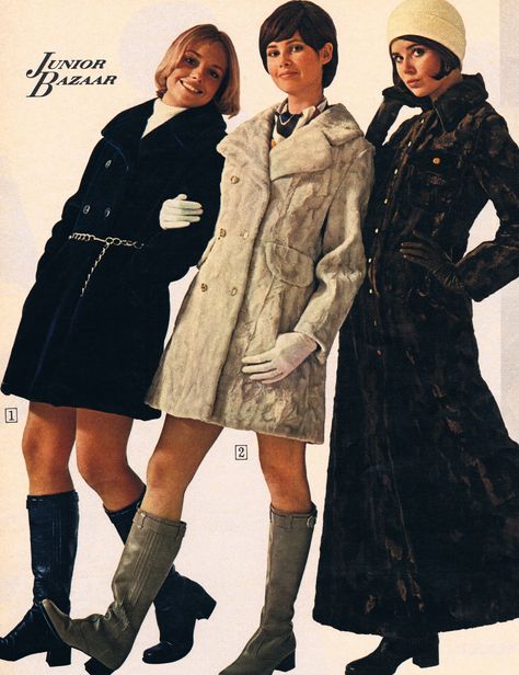 1960s Fur Coat, 60s Autumn Fashion, 1970s Fashion Catalog, 70s Fur Coat Outfit, 70s Coat Outfit, 70s Fashion Catalog, 1967 Aesthetic, 70s Fall Outfits, 70s Catalog