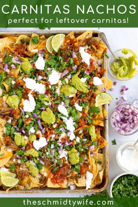 What To Do With Leftover Pork Carnitas, Leftover Carnitas What To Do With, Carnitas Nachos Recipe, Carnita Meat Leftovers, Carnitas Recipes Leftover, Carnitas Leftover Ideas, Leftover Carnitas Recipes, Pork Carnitas Nachos, Crockpot Carnitas Recipes