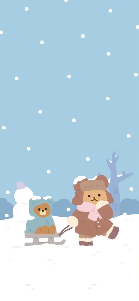 Phone Wallpaper Theme, Chibi Reference, Korean Bear, Iphone Customization, Kawaii Wallpapers, December Wallpaper, Kawaii Background, Xmas Wallpaper, Iphone Wallpaper Kawaii