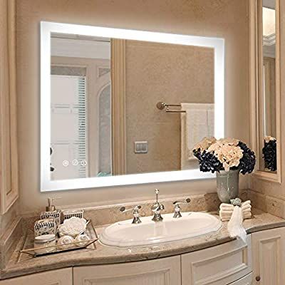 Vanity Bathroom Mirror, Bathroom Mirror Wall, Backlit Bathroom Mirror, Visual Lighting, Lighted Vanity, Lighted Wall Mirror, Kitchen Electronics, Illuminated Mirrors, Support Wall