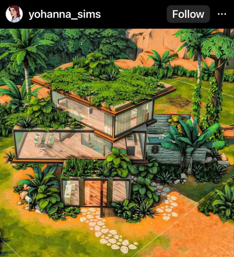 Sims Jungle House, Sims 4 Creative Build Ideas, Weird Sims 4 Builds, Sims 4 Futuristic House, Sims 4 Unique Builds, Sims 4 Tree House, Sims 4 Selvadorada, Sims 4 Eco House, Modern House Sims 4