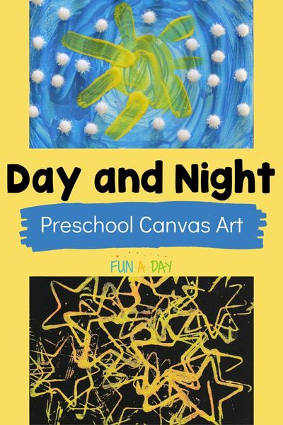 A fun preschool art project! We did this collaboratively, but each kid could easily make their own. It's perfect during a pajama day, a space theme, or when talking about the differences between night and day. Creation Art Projects For Preschool, Montessori, Creation Theme Preschool, Animals At Night Preschool, Pajama Activities For Preschool, Day And Night Preschool, Opposites Preschool, Art For Preschoolers, Night Animals