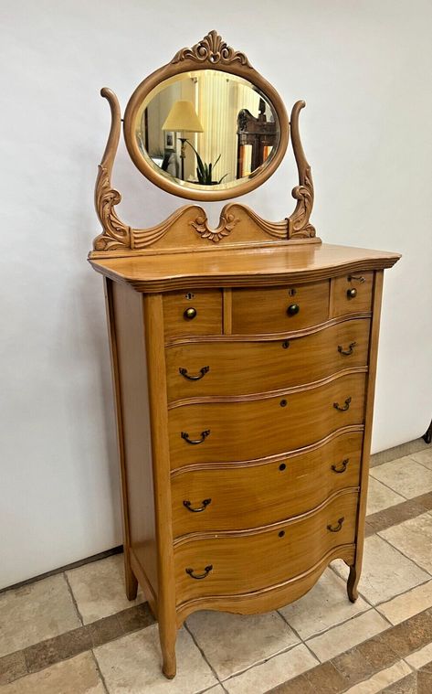 Antique Chifferobe, Vintage Dresser With Mirror, Antique Dresser With Mirror, Victorian Dresser, Retro Dresser, Antique Dressers, Thrift Ideas, Victorian Dressers, Antique Oak Furniture