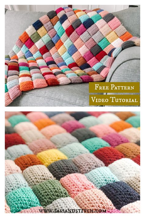 Puff Quilt Free Crochet Pattern and Video Tutorial Puff Quilt Pattern, Crochet Bedsheets, Lovey Crochet, Crocheted Blankets, Puff Quilt, Crochet Blanket Designs, Crochet Quilt, Manta Crochet, Haken Baby