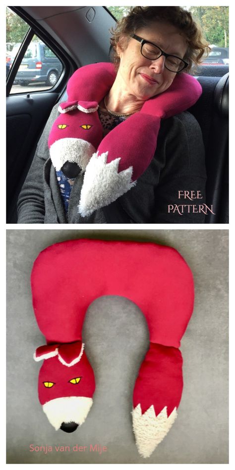 DIY Fox Travel Neck Pillow to make your travel with more attraction! I am one of fox fanatic and love everything foxy. And time to embed fox element into home decoration. Pillows are one of the most practical travel sized pillow projects to make road trips easier!  There are many different pillows and cushions I have surfed for those who are […] Travel Neck Pillow Diy, Neck Pillow Pattern, Travel Pillow Pattern, Decoration Pillows, Fabric Art Diy, Fox Pillow, Travel Neck Pillow, Pillow Projects, Fabric Sewing Patterns