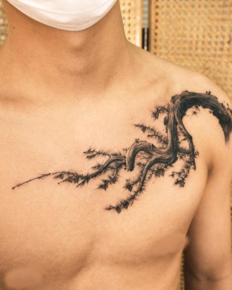 Creative Tattoos For Men, Berserk Tattoo Ideas, Branches Tattoo, Shoulder Tattoos Men, Shoulder Tattoo Men, Berserker Tattoo, Small Nature Tattoo, Tree Branch Tattoo, Tree Tattoo Men