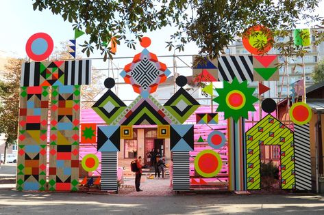 Graz, Morag Myerscough, Installation Interactive, Event Entrance, Graz Austria, Festival Inspiration, Arts Festival, Festival Design, Stage Design