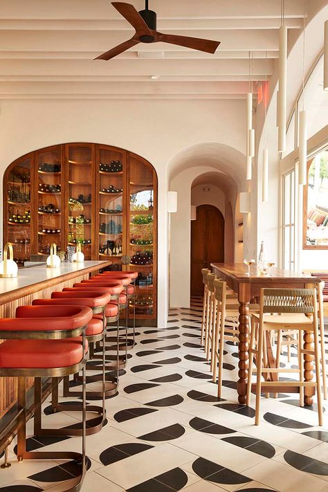 Porta Via Calabasas Restaurant Designed by Sophie Goineau Vintage Event Space, Italian Restaurant Design, Spanish Colonial Revival, Architecture Restaurant, Spanish Restaurant, Design Restaurant, Spanish Architecture, Van Nuys, Colonial Revival