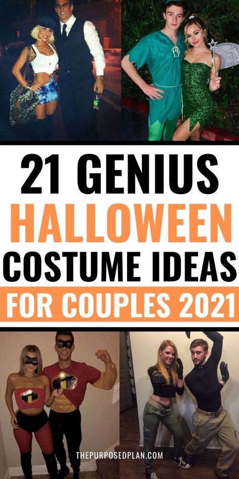 Halloween costume ideas for couples 2021 | The best Halloween costume ideas for couples this year! Cheap Couples Halloween Costumes, Clever Couples Halloween Costumes, Easy Couple Halloween Costumes, Costume Ideas For Couples, Cute Couples Costumes, Funny Couple Costumes, Unique Couple Halloween Costumes, Funny Couple Halloween Costumes, Diy Couples Costumes