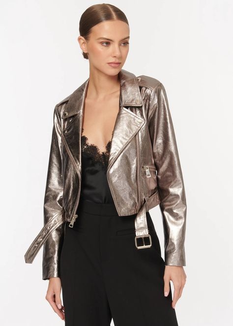 Faux leather moto jacket