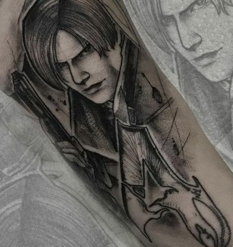 Resident Evil 8 Tattoo, Resident Evil Herb Tattoo, Resident Evil Tattoo Design, Resident Evil Village Tattoo, Resident Evil Drawing Pencil, Resident Evil Sleeve Tattoo, Dead By Daylight Tattoo, Brooke Tattoo, Nemesis Tattoo