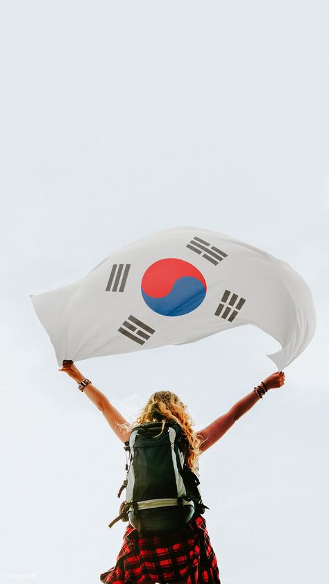 Woman holding the South Korean flag mobile wallpaper | premium image by rawpixel.com / HwangMangjoo South Korea Flag Wallpaper, Korean Flag Wallpaper, Flag Wallpaper Iphone, Korean Image, South Korean Flag, South Korea Flag, Korea Flag, Chinese Flag, Korean Wallpaper