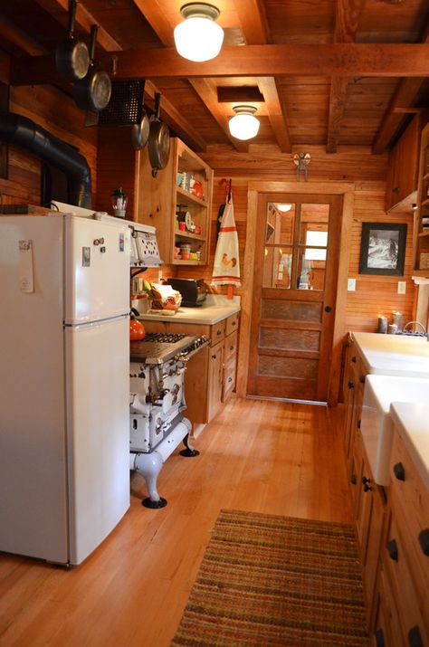 Rustic Cabin - Rustic - Kitchen - Portland - by Julia Williams, ASID | Houzz Cabin Galley Kitchen, Rustic Cabin Kitchen Decor, Rustic Cabin Kitchen Ideas, Rustic Galley Kitchen, Small Cabin Kitchens, Farmhouse Kitchen Cabinet Decor, Rustic Cabin Kitchen, Cabin Kitchen Decor, Kitchen Galley