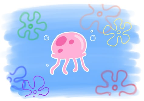 Spongebob Crafts, Spongebob Jellyfish, Alphabet Project, Cartoon Jellyfish, Jellyfish Illustration, Cartoon Makeup, Spongebob Drawings, Jellyfish Painting, Jellyfish Drawing