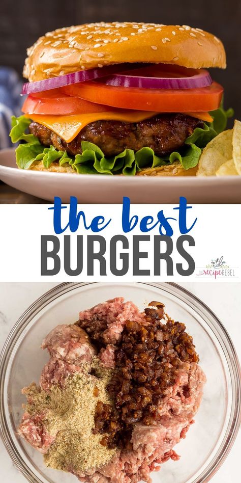 Best Burger Recipe Ground Beef Burger Recipe, Homemade Burger Patties, Pork Burgers Recipes, Homemade Beef Burgers, Burger Patty Recipe, Recipes For Dinner Healthy, Beef Patties Recipes, Homemade Burger Recipe, Healthy Ground Beef Recipes