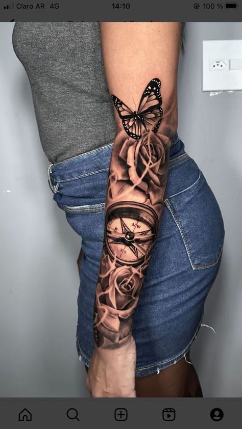 Badass Sleeve Tattoos, Symmetrical Tattoos, Unique Half Sleeve Tattoos, Symmetrical Tattoo, Sleeves For Women, Henna Tattoo Designs Hand, Butterfly Tattoos For Women, Full Arm Tattoos, Tattoos For Women Half Sleeve