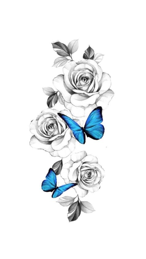 𝙵𝚎𝚛𝚗𝚊𝚗𝚍𝚊 Rose And Butterfly Sleeve Tattoo, Flower And Butterfly Tattoo Sleeve Color, Roses And Butterfly Tattoo Design, Butterfly And Rose Drawing, Butterflies And Roses Tattoo, Rose And Butterfly Tattoo Thigh Piece, Butterfly And Rose Tattoo For Women, Rose With Butterfly Tattoo For Women, Roses And Butterflies Tattoo