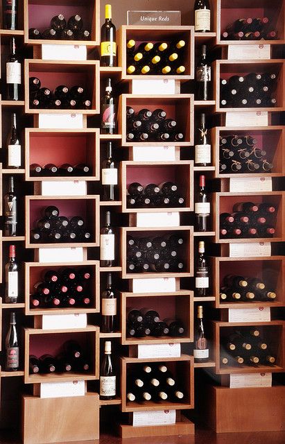 create wine display screen behind the hostess stand (enclose with glass on either side) Wine Store Design, Crate Display, Wine Shop Interior, Wine Closet, Home Wine Cellars, Wine Subscription, Wine Cellar Design, Cellar Design, Wine Shelves