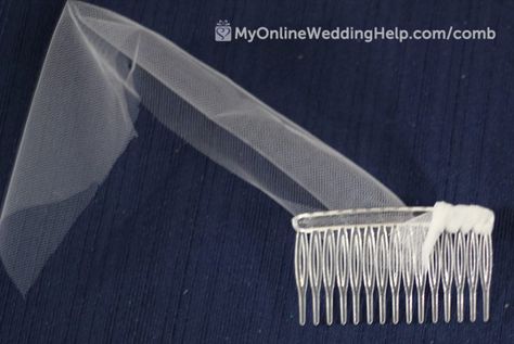 How to Make a Wedding Veil With Comb, Step 5 - My Online Wedding Help. Wedding Planning Tips & Tools to Plan Your Wedding Veil Tutorial, Veils Bridal Diy, Veil Diy, Hair Veil, Girly Crafts, Simple Wedding Veil, Diy Wedding Veil, Anniversary Crafts, Bridal Veils And Headpieces