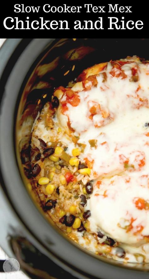 Tex Mex Chicken And Rice, Chicken And Rice Crockpot, Crockpot Mexican Chicken, Chicken Breast Slow Cooker, Chicken Boneless Breast Recipes, Slow Cooker Salsa Chicken, Mexican Chicken And Rice, Beans In Crockpot, Chicken Breast Crockpot Recipes