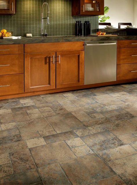 Kitchen Flooring Ideas Vinyl, Lantai Vinil, Flooring Ideas Vinyl, Dapur Rustic, Laminate Flooring In Kitchen, Kitchen Entry, Model Dapur, Waterproof Laminate Flooring, Stone Ceramic