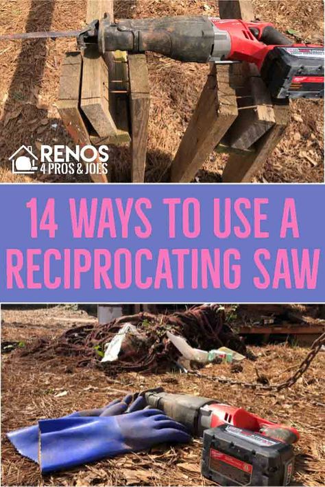 14 Reciprocating Saw Uses - Renos 4 Pros & Joes  #reciprocatingsaw #besttool #besttools #constructiontools #powertools #toolsmusthave #toolsmusthavediy #milwaukeepowertools #besttoolsfordiy Construction Hacks, Shop Hacks, House Rehab, Milwaukee Power Tools, Reciprocating Saws, Diy Handyman, Tool Tips, Moonshine Recipes, Woodworking Basics