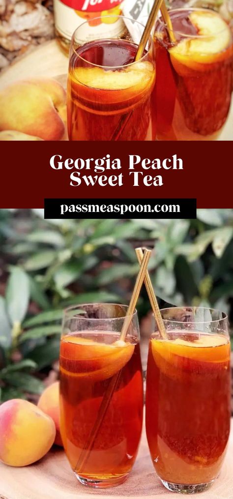 Nothing is more refreshing on a hot day than a cold glass of sweet tea.  This recipe takes it up a notch by adding our favorite peach flavor in a simple and natural way. Peach Sweet Tea, Healthy Peach Crisp, Cinnamon Sugar Apples, Organic Breakfast, Peach Syrup, Pumpkin Chocolate Chip Bread, Peach Crisp, Holiday Dessert Recipes, Peach Tea